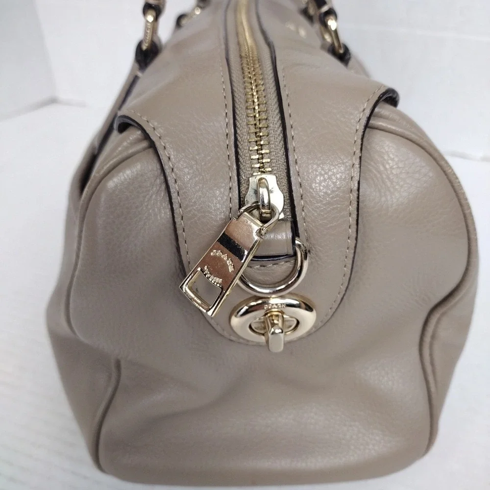 COACH F36672 Bennett Satchel Taupe Tan Pebble Leather Hand Bag Medium